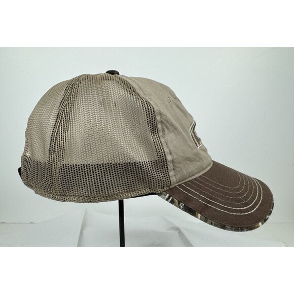 Drake Waterfowl Brown Camo Mesh Trucker Hat Embroidered Logo Adjustable Strap - Picture 4 of 8